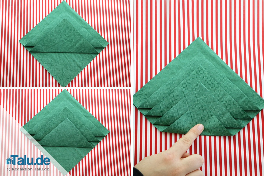 Serviette falten: Tannenbaum