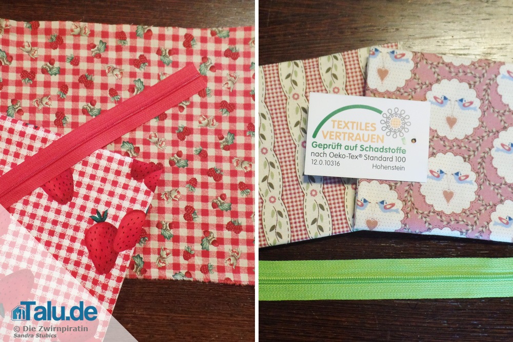 Stoff und Reißverschluss