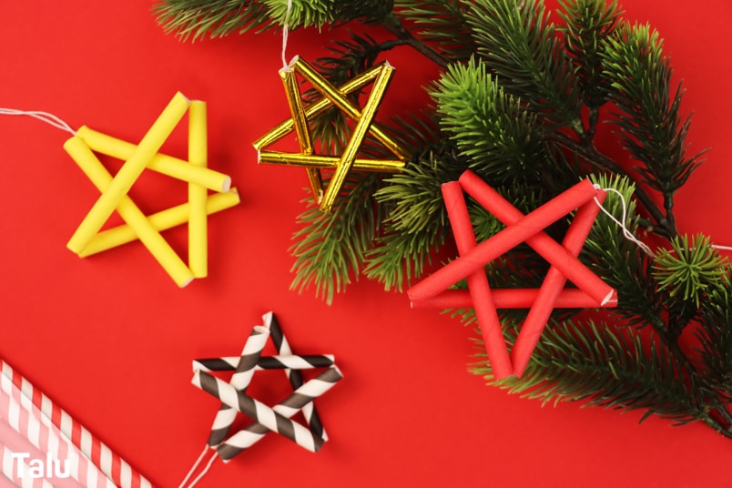Strohhalm Sterne basteln