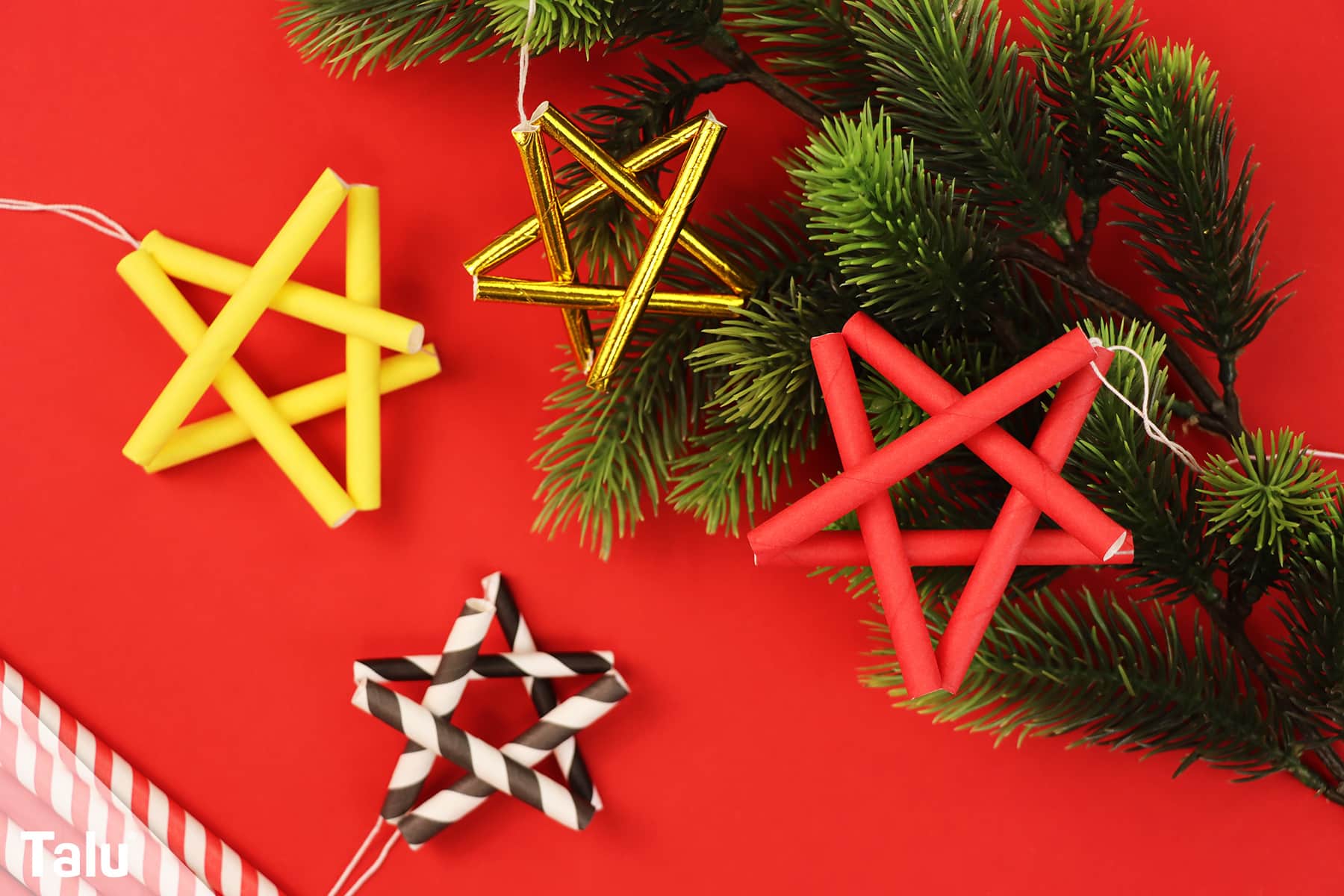 Strohhalm Sterne basteln