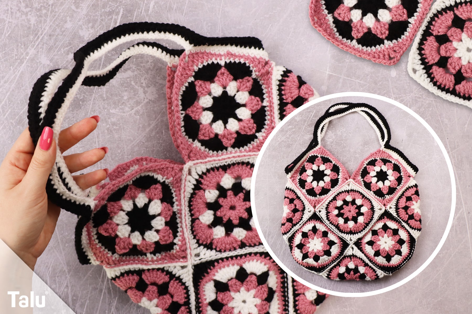 Beute häkeln mit Granny Squares